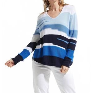 NEW ZAKET & PLOVER chunky cotton v-neck sweater in sailor